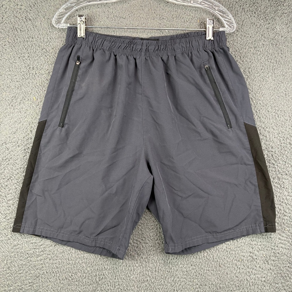 Bollinger Mens Athletic Shorts Gray Size Large Zipper‎ Pockets Drawstring Gym